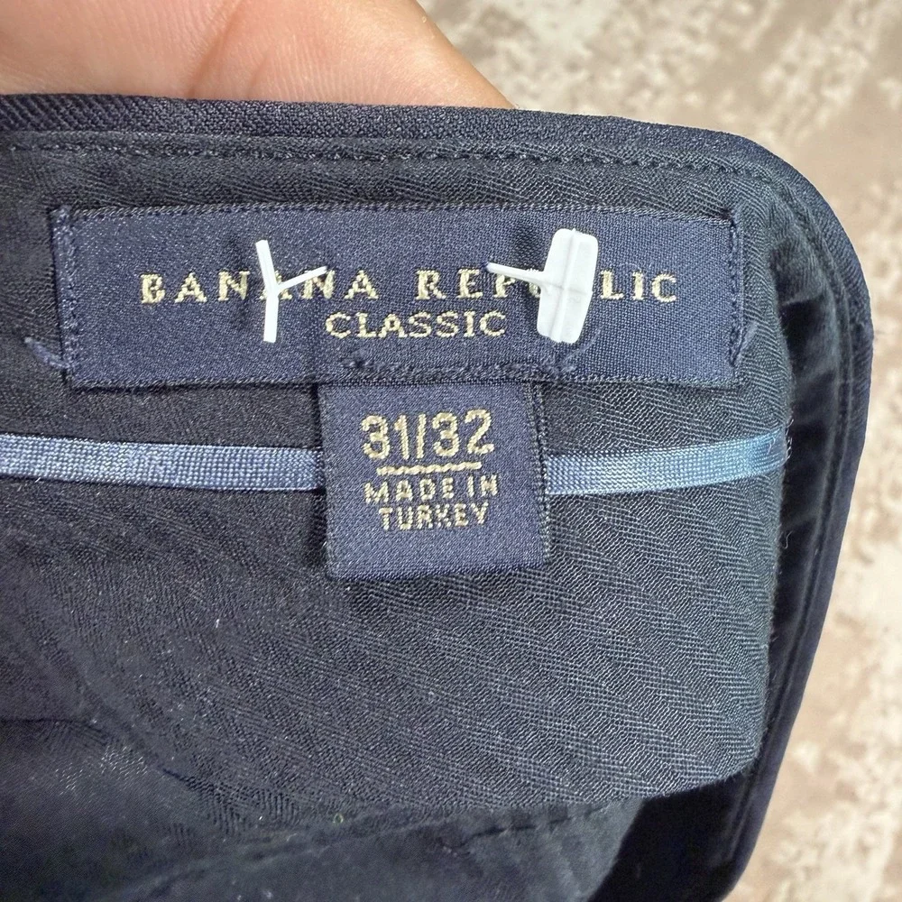 Banana Republic Suit Mens 40R 31x32 Navy Blue Striped Wool Classic Old Money